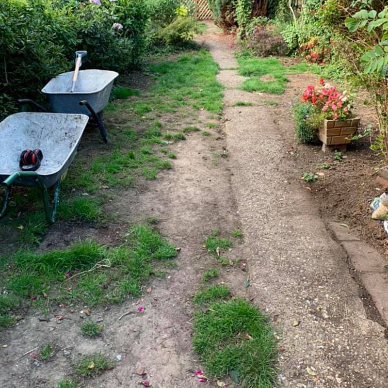 Garden prior to re-turfing Garden prior to re-turfing